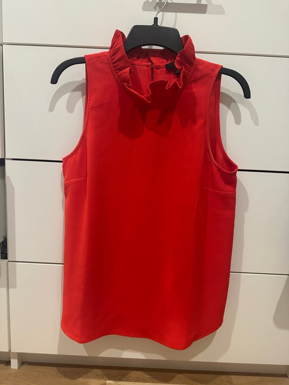 J. Crew Red Sleeveless Ruffle-Neck Camisole